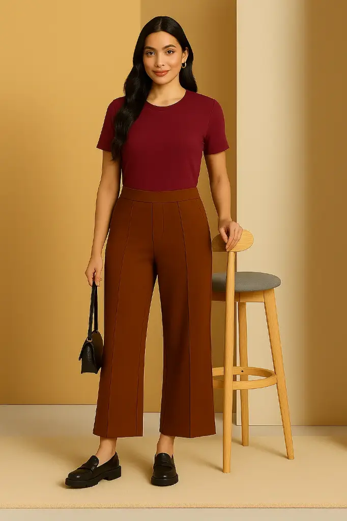 Women Casual T-shirt (S, Maroon)