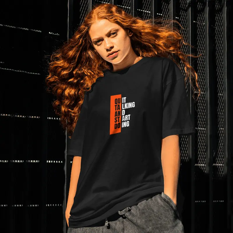 Casual Printed T-shirt (S, Black)