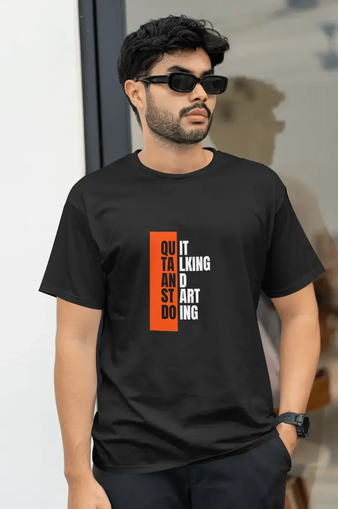 Casual Printed T-shirt (S, Black)