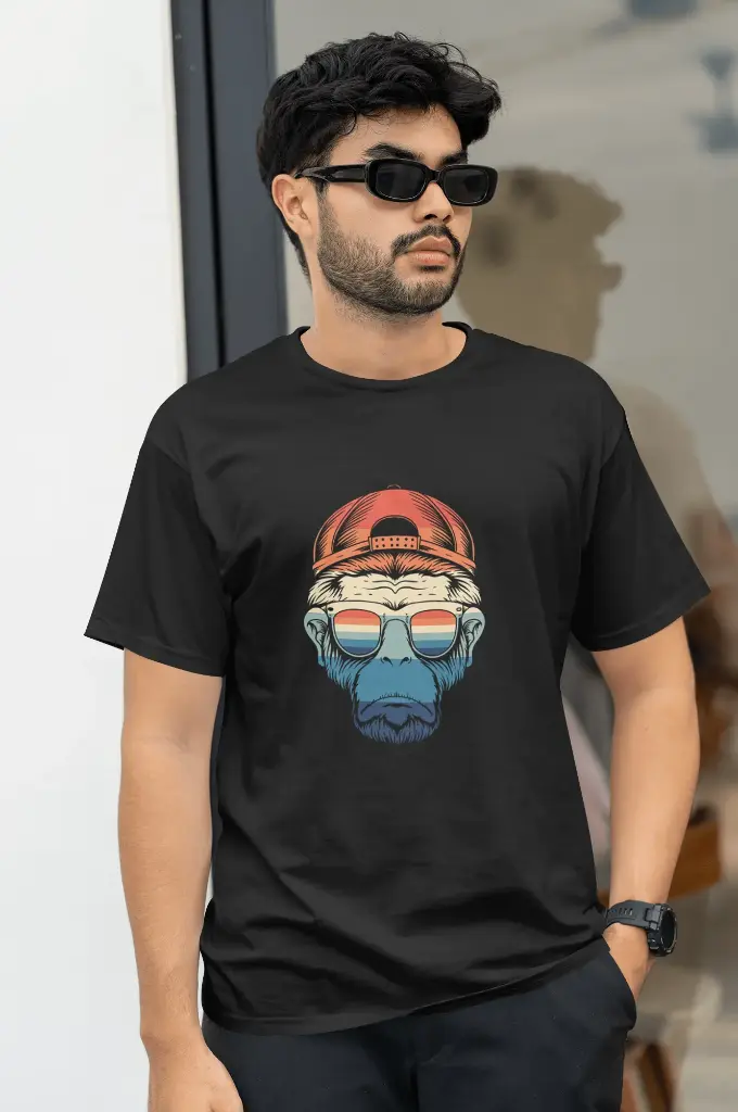 Casual Printed T-shirt (S, Black)