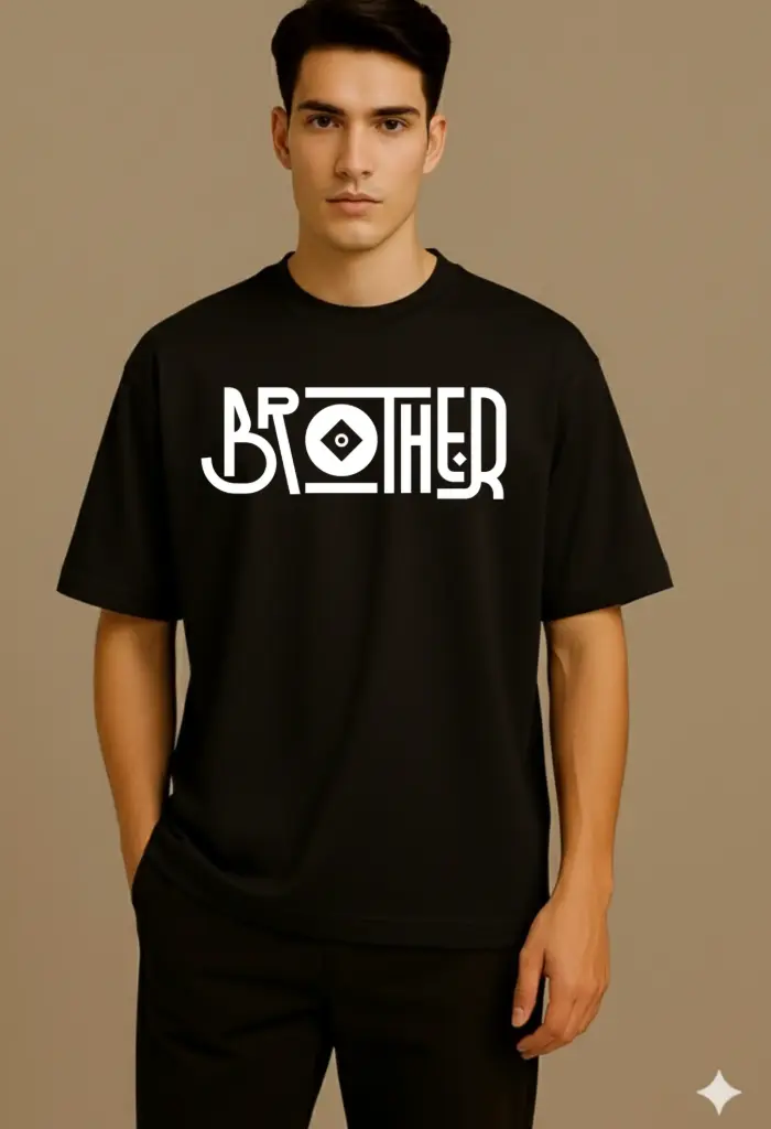 Over Size Printed T-shirt (S, Black)