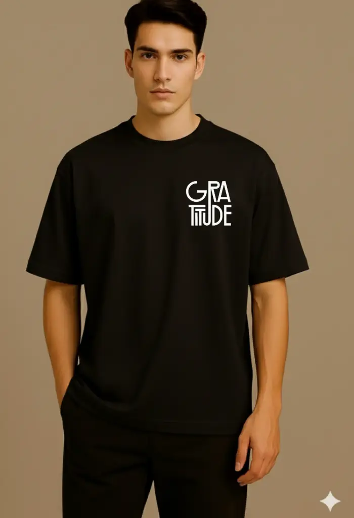 Men Over Size Printed -T shirt (S, Black)