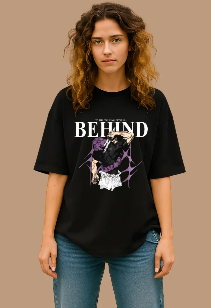Women Over Size Printed T-shirt (S, Black)