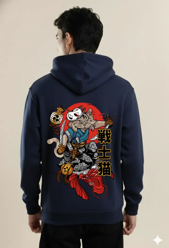 Printed Unisex Hoodie (S, Black)