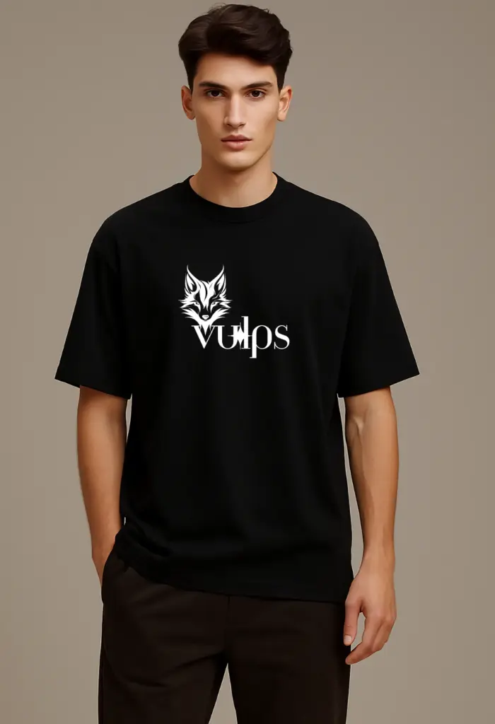 Men Over Size Printed Tshirt (S, Black)