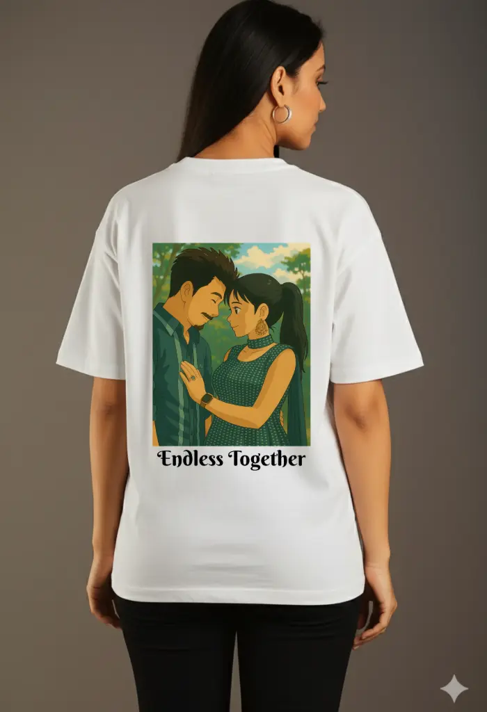 Custmize Printed  Oversize T shirt (S, White)