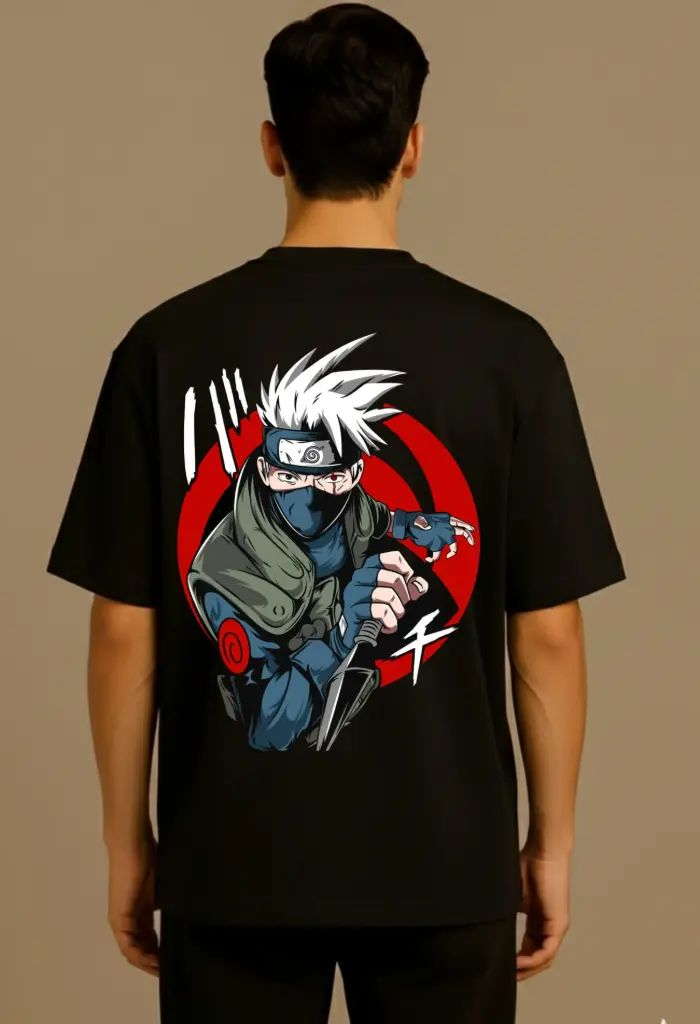 Over Size Printed T-shirt (S, Black)