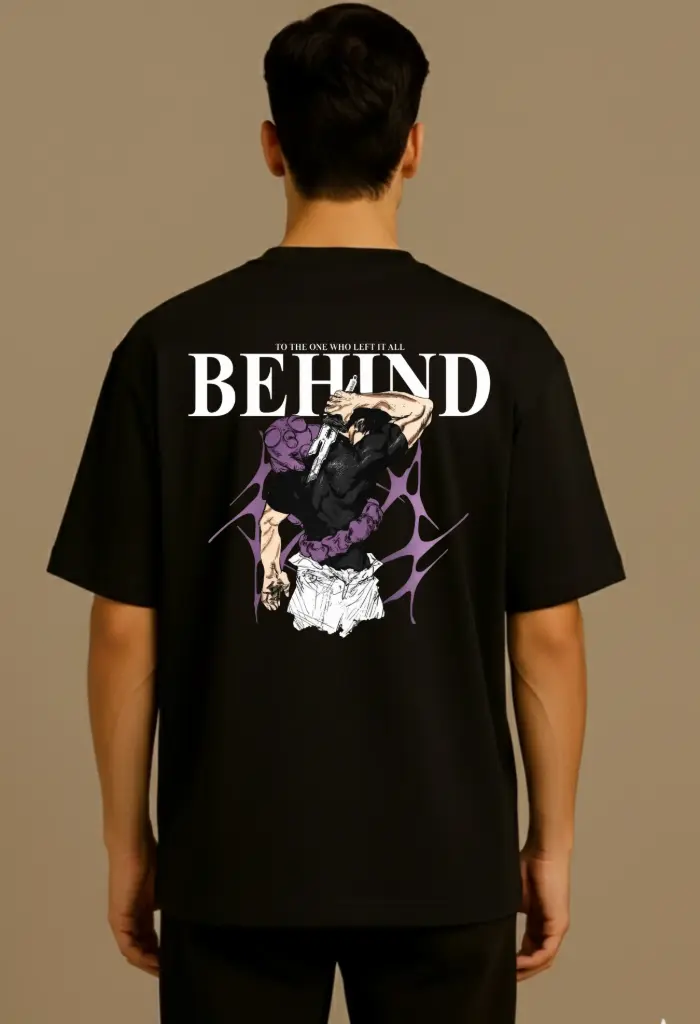 Over Size Printed T-shirt (S, Black)