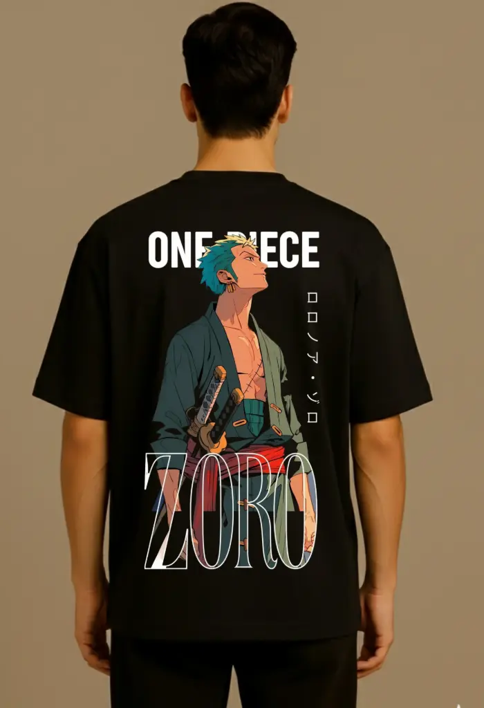 Over Size Printed T-shirt (S, Black)