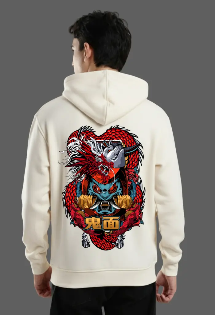 Printed Unisex Hoodie (S, Off White)