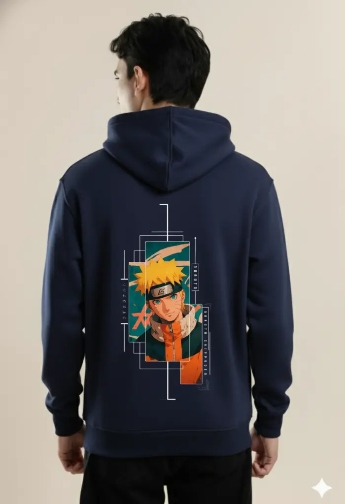 Printed Unisex Hoodie (S, Navy Blue)
