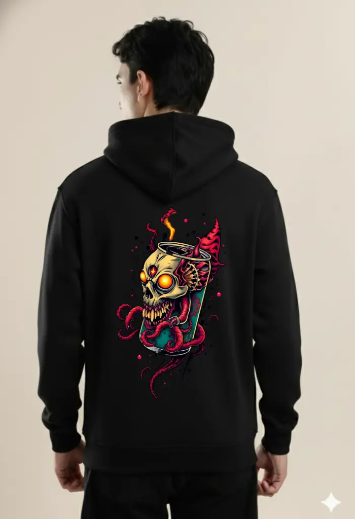 Printed Unisex Hoodie (S, Black)